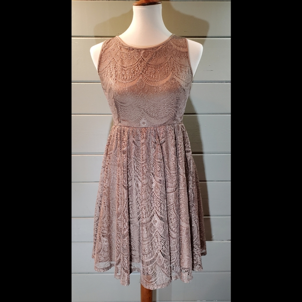 Tan/Nude Dress with Shimmery Lace